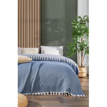 Çift Kişilik Yatak Pikesi Alice İndigo 200 x 230 Cm