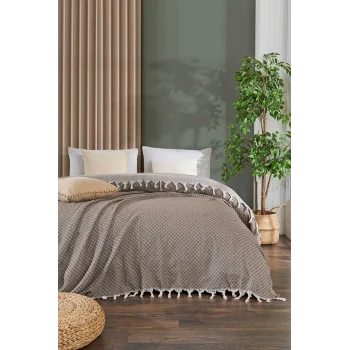 Çift Kişilik Yatak Pikesi Alice Kahverengi 200 x 230 Cm