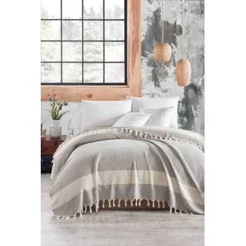 Çift Kişilik Yatak Pikesi Luna Açık Gri 200 x 230 Cm