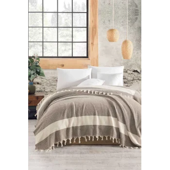 Çift Kişilik Yatak Pikesi Luna Kahve 200 x 230 Cm