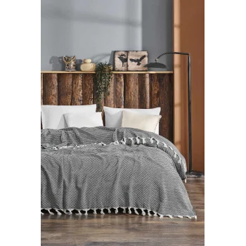 Çift Kişilik Yatak Pikesi Yelda Antrasit 200 x 230 Cm