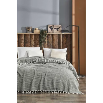 Çift Kişilik Yatak Pikesi Yelda Haki 200 x 230 Cm