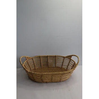 Clk Saplı Oval Kucuk Hasır Sepet 28*21 1034