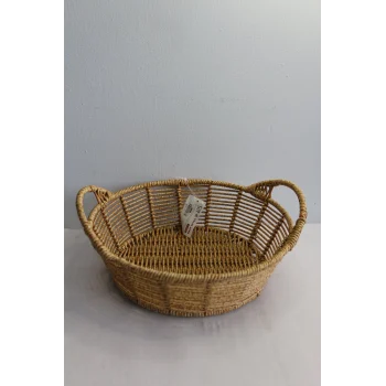 Clk Saplı Yuvarlak Kucuk Hasır Sepet 25*20 1033