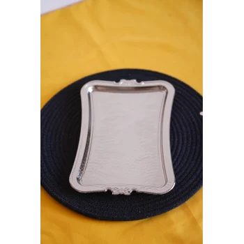 Cooker Dikdörtgen Dövme Desenli Metal Sunum Tepsi 25x17 cm