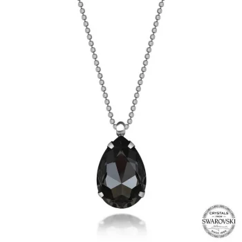 Luz&Pos Crystal Taşlı Top Zincir Damla Gümüş Kadın Kolye