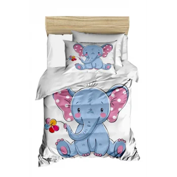 Dijital Baskılı 3d Pamuklu Yenidoğan Bebek Nevresim Takımı Cute Elephant