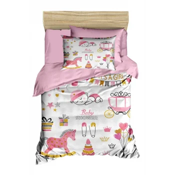 Dijital Baskılı 3d Pamuklu Yenidoğan Bebek Nevresim Takımı Happy Baby Shower