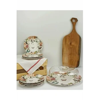 Dijital Baskılı İkram Seti 6 Tabak 1 Fanus