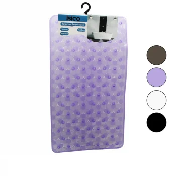 Dikdörtgen - Lüx Pvc Petek Desen - Şeffaf-buzlu 98pcs Vantuz Kaydırmaz Banyo - Küvet Paspas 37x68cm