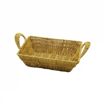Dikdörtgen Plastik Hasır Ekmek - Çok Amaçlı Sepet Kulplu - Metal İskelet Taban:13.5x20- Ağız:19x26.5cm D:7.5cm