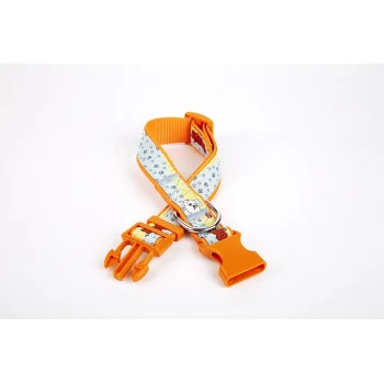 Doggie Pati Desenli Dokuma Köpek Boyun Tasması 3 cm x 36-60 cm Turuncu