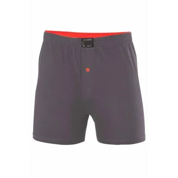 Düğmeli Pamuklu Erkek Penye Boxer Füme - 1146A
