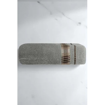 Ekose Desenli &#37; 100 Pamuk Banyo Havlusu 70x140 Cm Gri