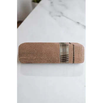 Ekose Desenli &#37; 100 Pamuk Banyo Havlusu 70x140 Cm Kahve