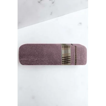 Ekose Desenli &#37; 100 Pamuk Banyo Havlusu 70x140 Cm Mor