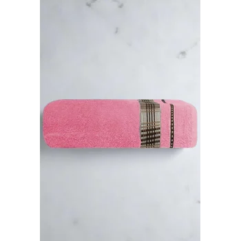 Ekose Desenli &#37; 100 Pamuk Banyo Havlusu 70x140 Cm Pembe