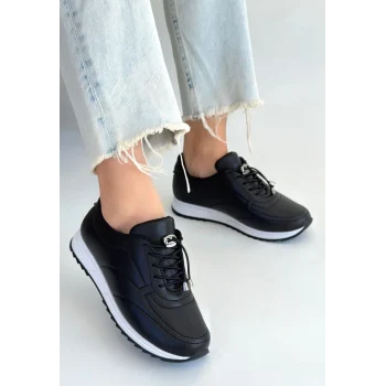 Finna Siyah Cilt Bağcıklı Spor Ayakkabı