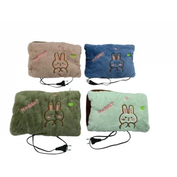 Fişli - Şarjlı  Sıcak Su Torbası Polar - Kadife Kumaş -hayvan Nakışlı