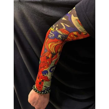 Giyilebilir Kol Dövmesi Çorap Dövme 3D Baskılı Kol Bacak Dövme 2 Adet Model 4