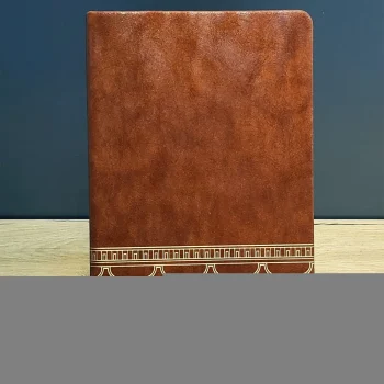 Gold İşlemeli Taba Rengi Deri Not Defteri