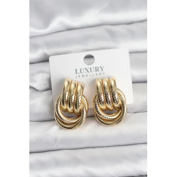 Gold Renk Halka Modelli Pirinç Kadın Küpe