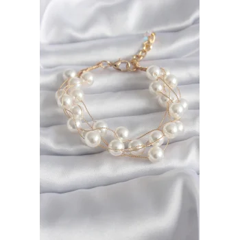 Gold Renk İnci Model Kadın Bileklik