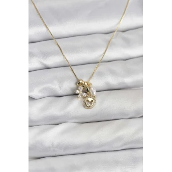 Gold Renk Pirinç Minimal Kelebek Charmlı Kadın Kolye