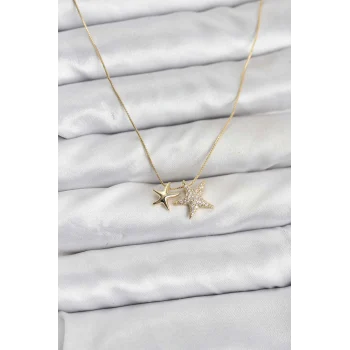 Gold Renk Pirinç Minimal Yıldız Model Kadın Kolye