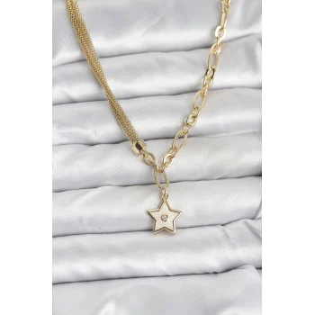 Gold Renk Pirinç Yıldız Model Kadın Kolye