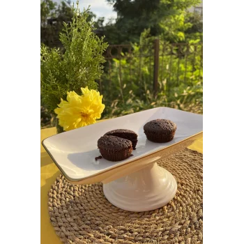 Ayaklı Çikolata Tabağı 28cm Beyaz Gold G2802