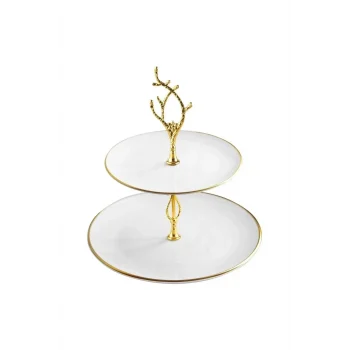 Beyaz Gold Çizgili Katlı Kurabiyelik G2800