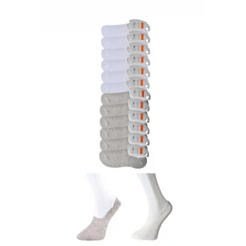 Gri ve Beyaz Erkek Babet Çorap 12 çift