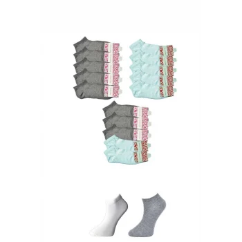 Gri ve Beyaz Kadın Bilek Çorap 15 çift