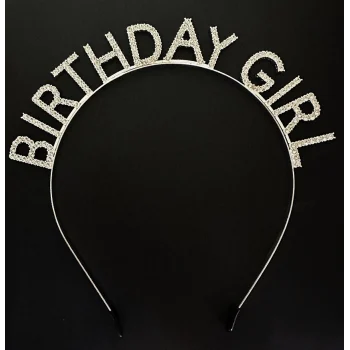 Gümüş Kristal Taşlı Birthday Girl Doğum Günü Tacı İthal Ürün A Kalite 17x16 Cm