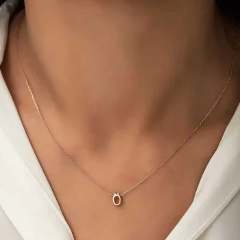 Luz&Pos Gümüş Rose 3 Boyutlu Ö Harf Bayan Kolye