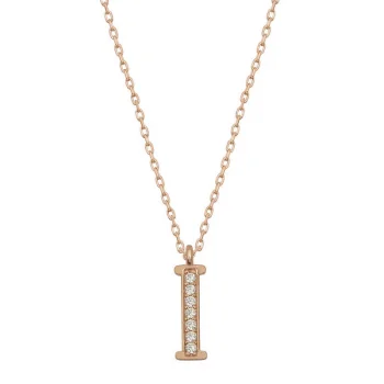 Luz&Pos Gümüş Rose I Harfi Kadın Kolye