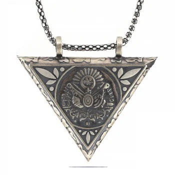 Luz&Pos Gümüş Üçgen İçi Açılabilen Osmanlı Arma Muskalık Kolye