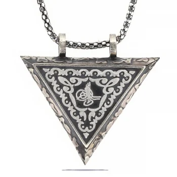 Luz&Pos Gümüş Üçgen İçi Açılabilen Tuğra Muskalık Kolye