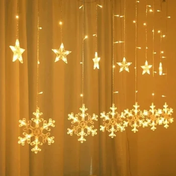 Gün Işığı - Kar Tane 3mt - Fişli Eklemeli - Fonksiyonlu Lux Sarkıt Perde Led - Dekor Lamba