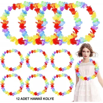 Hawaii Çiçekli Boyun Kolyesi 12 Adet