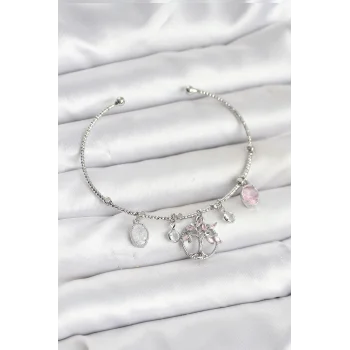 Hayat Ağacı Charmlı Gümüş Renk Pirinç Kadın Bileklik