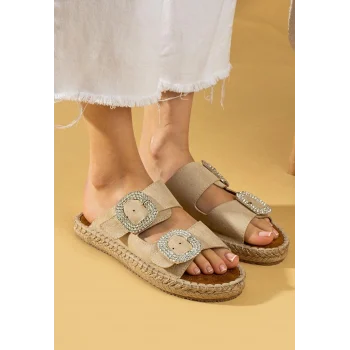 Hertas Bej Nubuk Tokalı Terlik