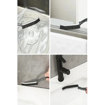 İnce Kıl Temizlik Fırçası Banyo Mutfak Pencere Oluk Klozet Kenarı Kavisli Detay Temizleme Fırçası