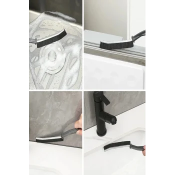 İnce Kıl Temizlik Fırçası Banyo Mutfak Pencere Oluk Klozet Kenarı Kavisli Detay Temizleme Fırçası