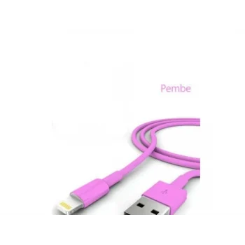 İphone Şarj Data Kablosu - Pembe