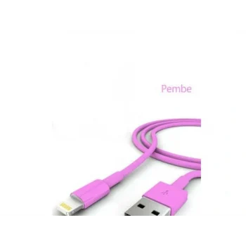 İphone Şarj Data Kablosu - Pembe