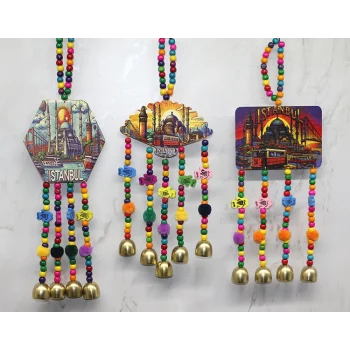 İstanbul Temalı Renkli Boncuklu Asmalı Rüzgar Çanı