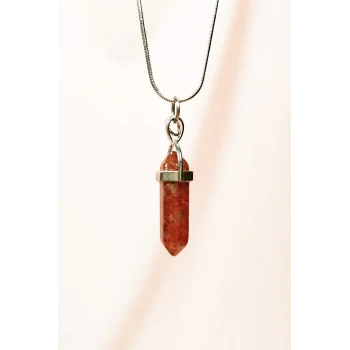 Jasper Doğal Taşı Zincirli El Yapımı Tasarımlı Kolye Uç: 3,5 cm Zincir: 20 cm Kutulu