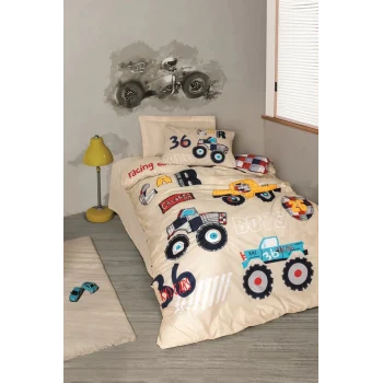 Junior Tek Kişilik Nevresim Takımı Cars Bej